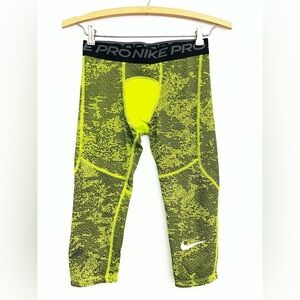 Nike Pro Dri Fit Youth Medium Compression Tights Volt Neon Athletic Base Layer